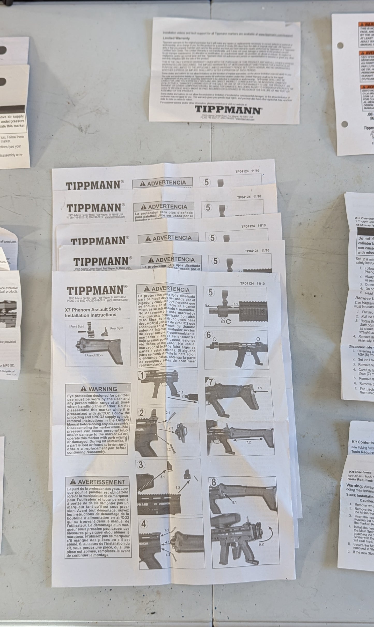 Lot of Tippmann X7 Classic & X7 Phenom Parts Manuals